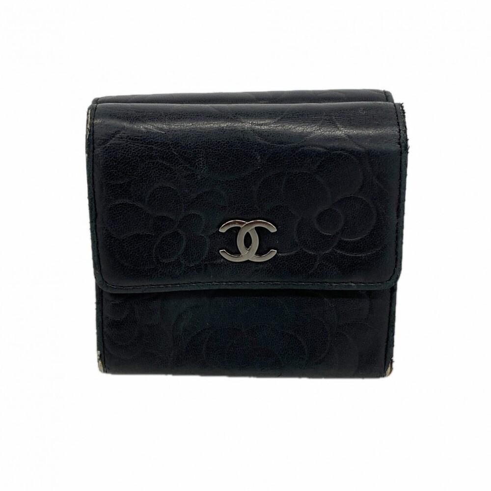 CHANEL Black Lambskin Leather Wallet
